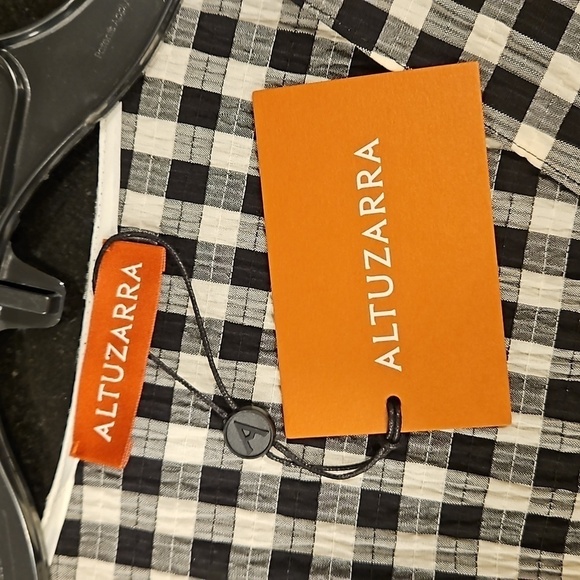 💕ALTUZARRA💕 Donrine Seersucker Gingham Midi Dress ~ Black Ivory 42 EU NWT - Picture 13 of 16